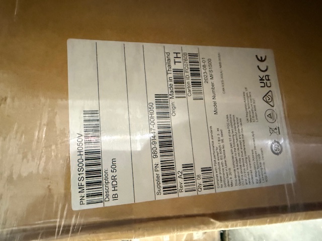 MFS1S00-H050V NVIDIA Mellanox 50m QSFP56 HDR 200G InfiniBand AOC Cable label